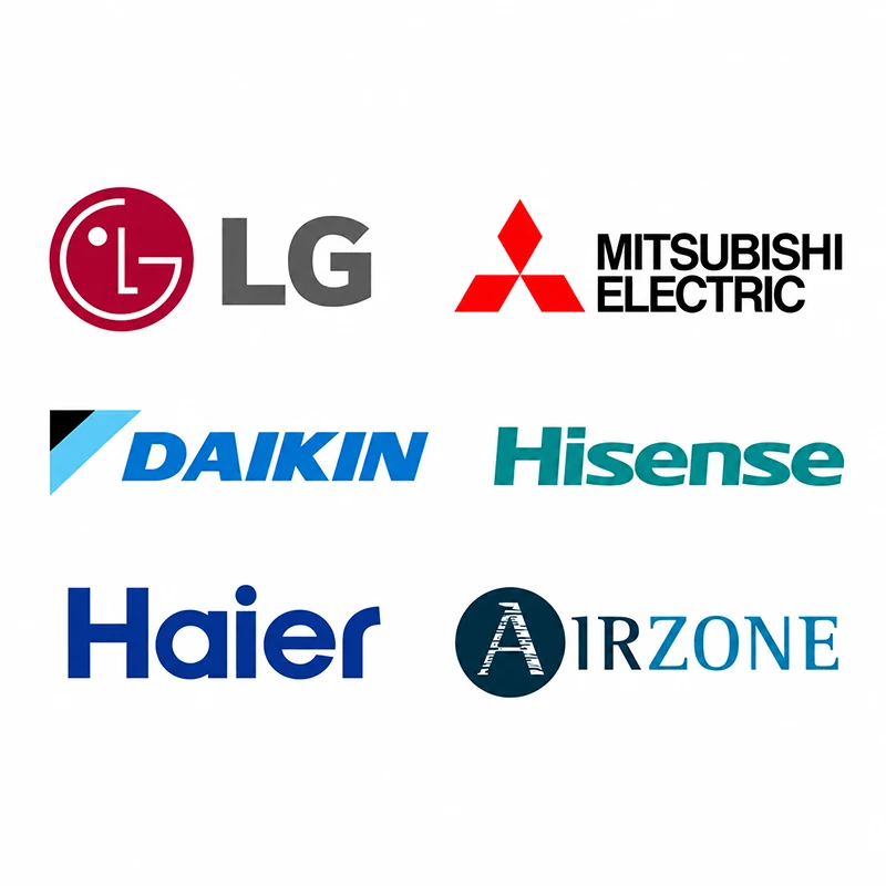 Onze merken: LG, Mitsubishi Electric, Daikin, Hisense, Haier en Airzone